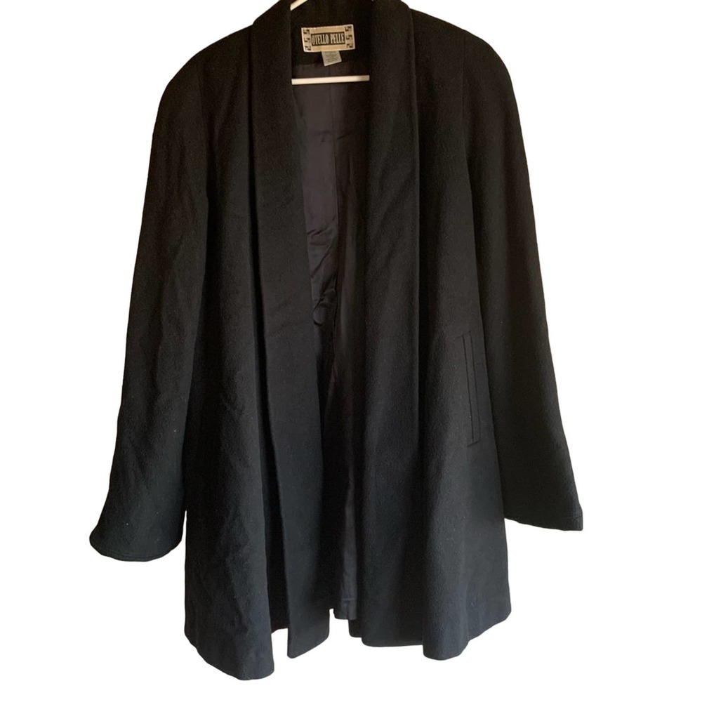 Otello Pelle Vintage Wool Black Pea Coat Size Large